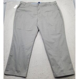 IZOD Pants Mens 46X30 Gray Performance Stretch Non Iron Flat Front Straight Leg